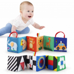 Soft Baby Activity Cloth Book – Crib Side Hanging Sensory Toy for Visual & Touch Learning (0+ Months)