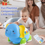 Musical Crawling Elephant Toy with Soft Lights, Lullabies & Remote Control for Babies