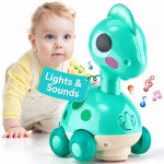 Touch & Go Dinosaur Toy with Lights & Sounds for Babies | Crawling Encouragement Rolling Toy