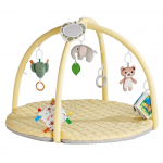 Baby Activity Play Gym Mat with Hanging Toys & Sensory Elements – Soft Quilted Playmat (Pink) - Image 6