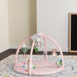 Baby Activity Play Gym Mat with Hanging Toys & Sensory Elements – Soft Quilted Playmat (Pink) - Image 7