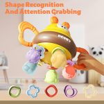 Bee Shape Rotating Baby Rattle Toy with Teething Shapes, Grasp Training & Sensory Play - Image 3