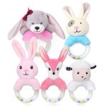 Plush Rabbit Baby Rattle Toy Set (Pack of 5) – Soft Sound Cartoon Design for Infants