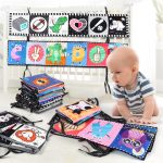 Soft Cloth Crib Bumper Book for Babies Pack of 1 – High Contrast Sensory Learning Toy with Ties