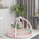 Baby Activity Play Gym Mat with Hanging Toys & Sensory Elements – Soft Quilted Playmat (Pink) - Image 8