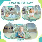 Baby Activity Play Gym Mat with Hanging Toys & Sensory Elements – Soft Quilted Playmat (Pink) - Image 2