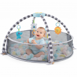 Baby Activity Play Mat with Hanging Toys & Ball Pit – Soft Plush Play Gym (40 Balls) - Image 4